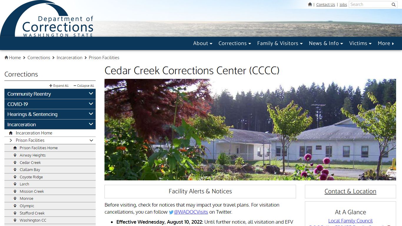 Cedar Creek Corrections Center (CCCC) | Washington State ...